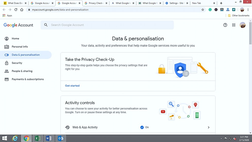 Privacy check up get started