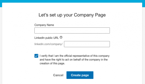 Enter company details create page