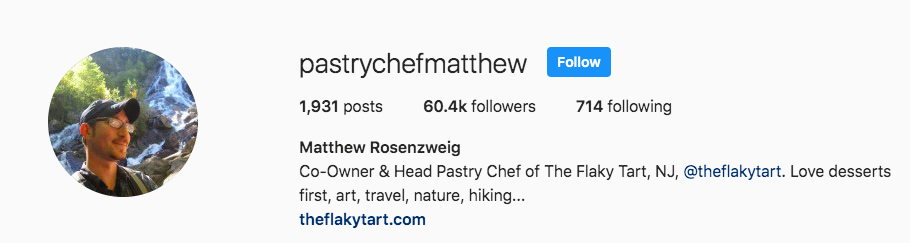 Macro influencer pastrychefmatthew