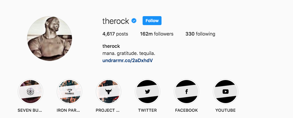 The Rock Instagram Profile