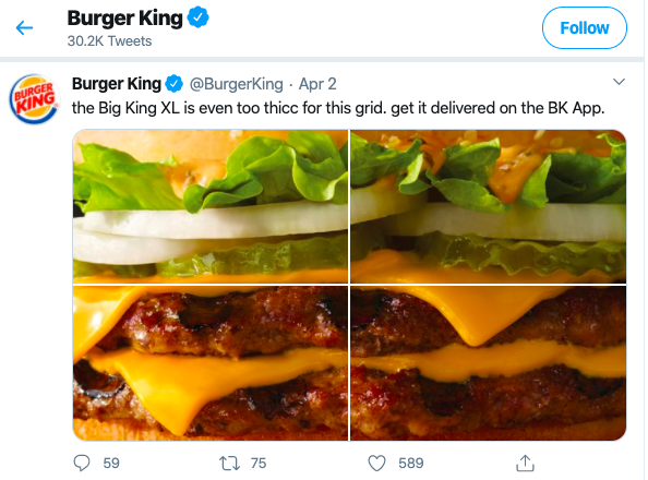 Twitter post from Burger King