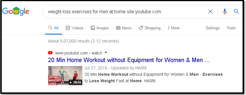 identify the keywords on Google weight loss exercises