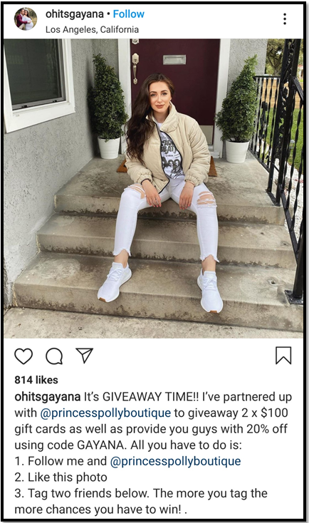 the influencer has partnered with Princess Polly