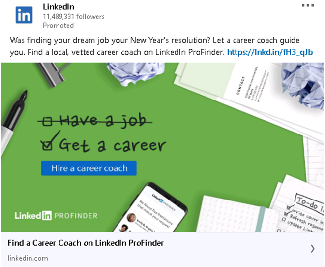 Career coach Ad Linkedin