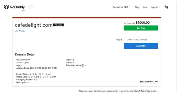 price of domain